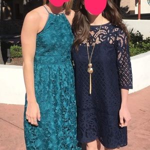 Ann Taylor LOFT Lace Navy Shift Dress